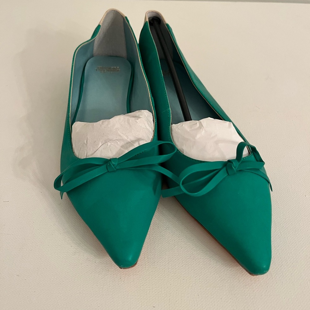 Frances Valentine Paige Green Leather Flats